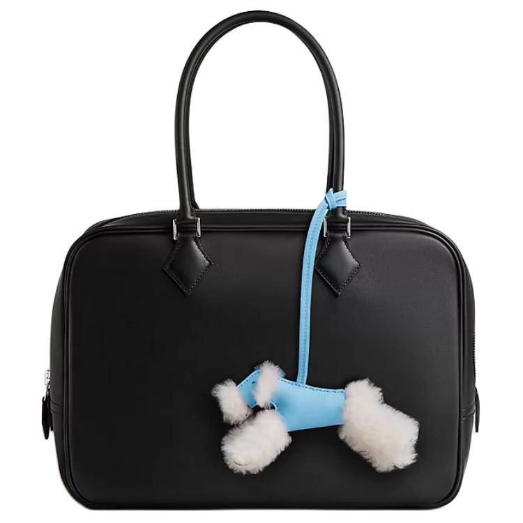 Hermès Budy Аксессуар для сумки из мериносовой шерсти с ягненком Milo Женский Natural & Sky Blue HERMES, Natural & синий — фото 3