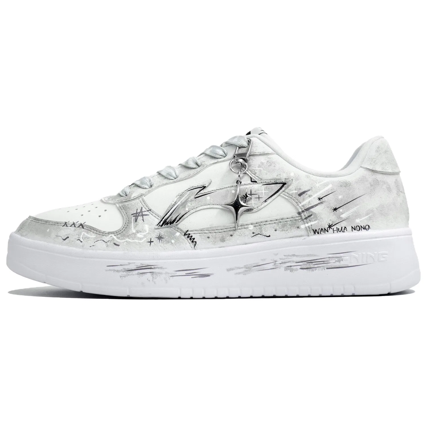 Кроссовки скейтбордические Li-Ning Wan Hua Nong серо-белые — фото 3