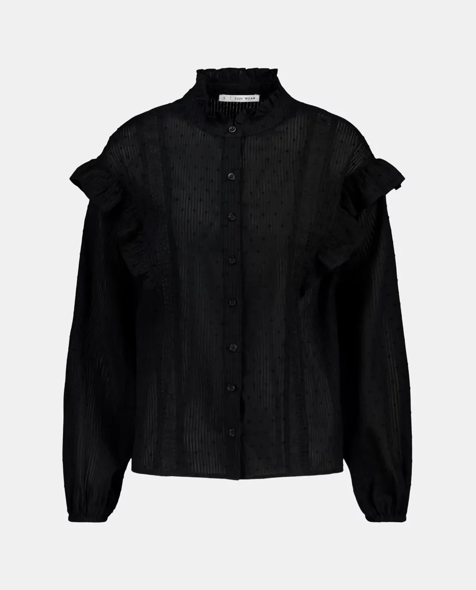 

Женская кружевная рубашка с длинным рукавом Easy Wear, черный