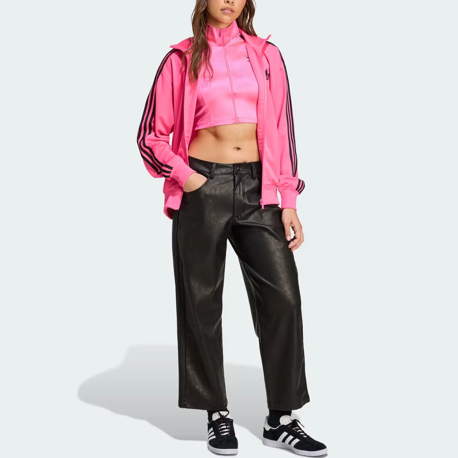 Adicolor Classic Firebird Loose Track Top Adidas Originals, transparent розовый/черный — фото 4