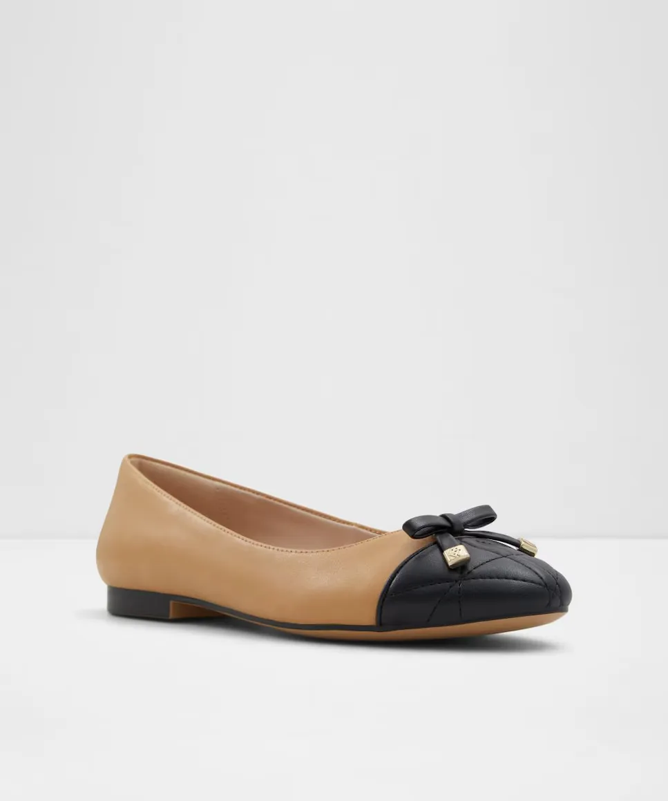 Женские кожаные балетки с круглым носком Aldo, бежевый — фото 4