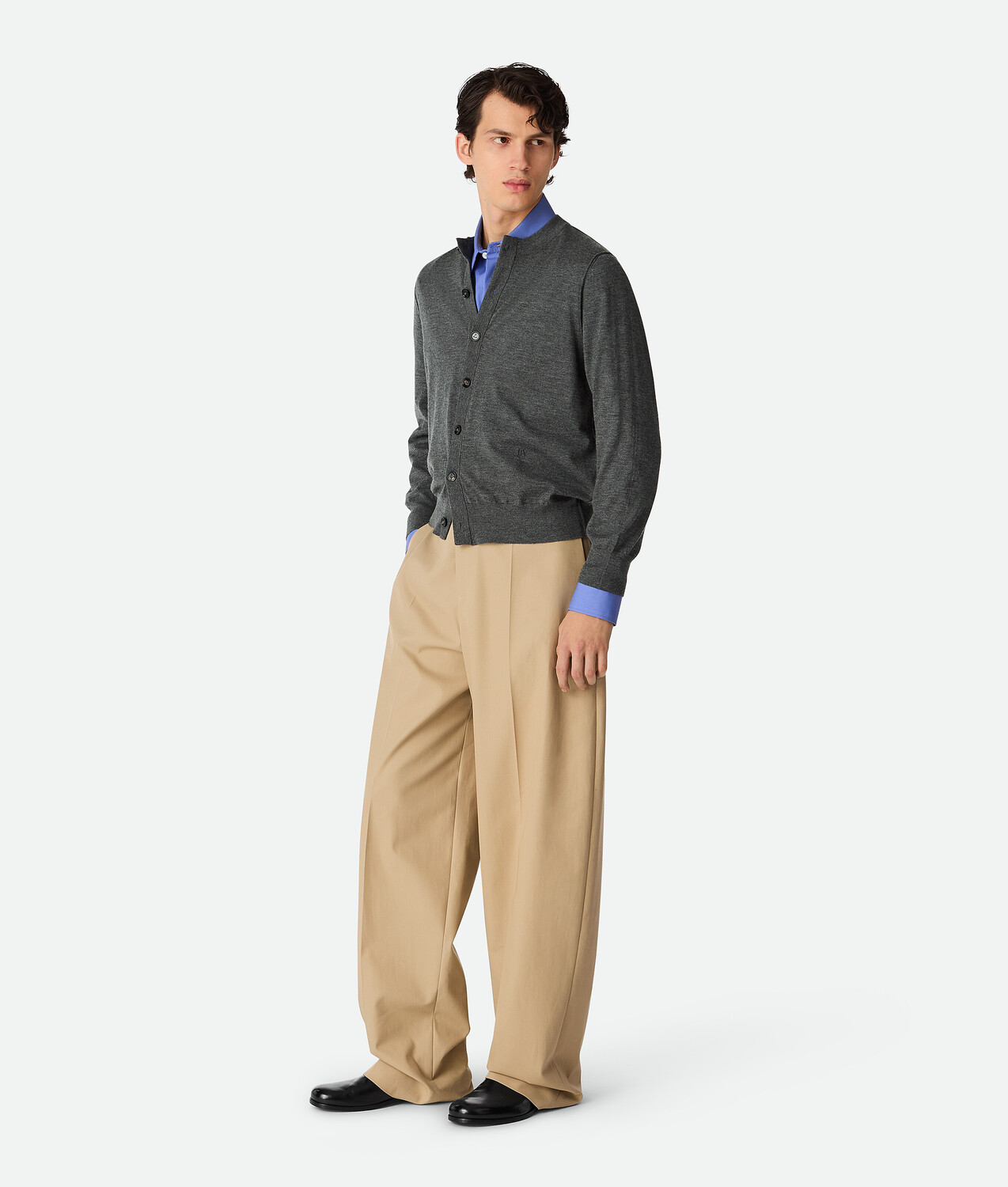 Cotton twill straight trousers BOTTEGA VENETA, бежевый — фото 3