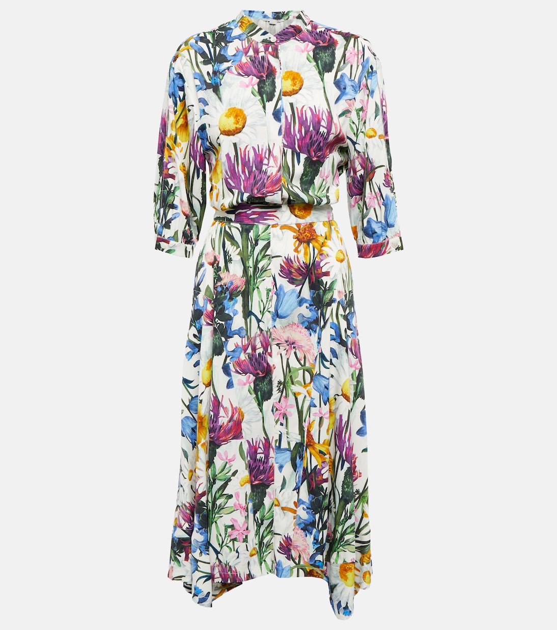 

Платье миди из атласа с цветочным принтом Stella McCartney, Multicoloured