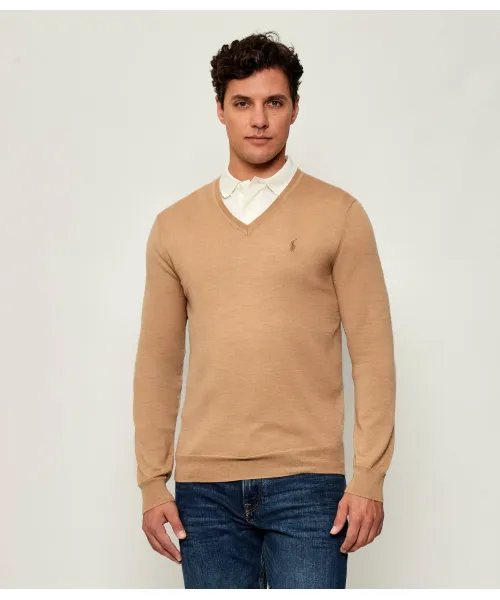 

Шерстяной свитер Slim fit Polo Ralph Lauren, бежевый