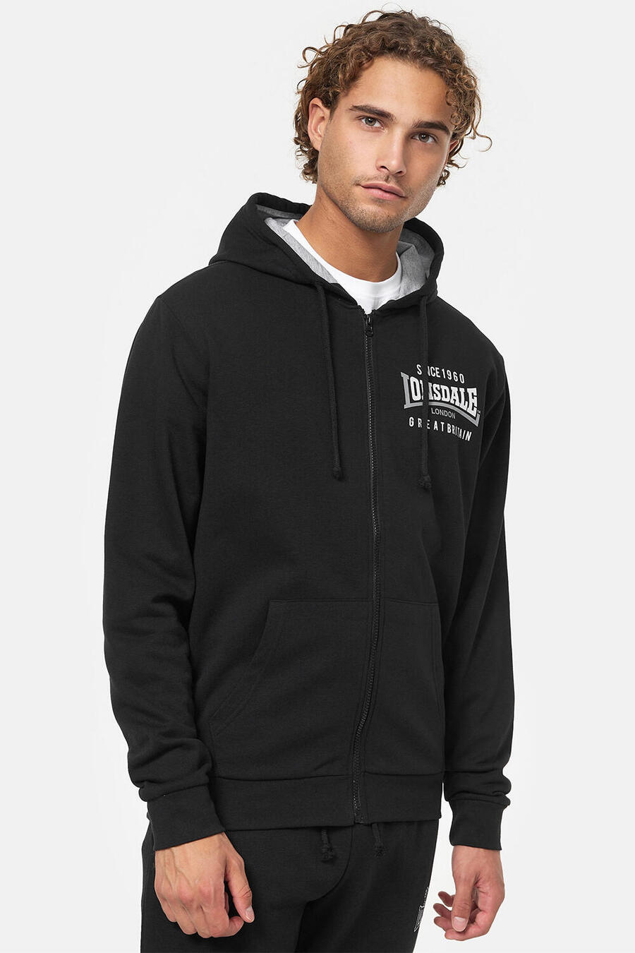 

Мужская толстовка с капюшоном на молнии LONSDALE, стандартный крой, LINTMILL