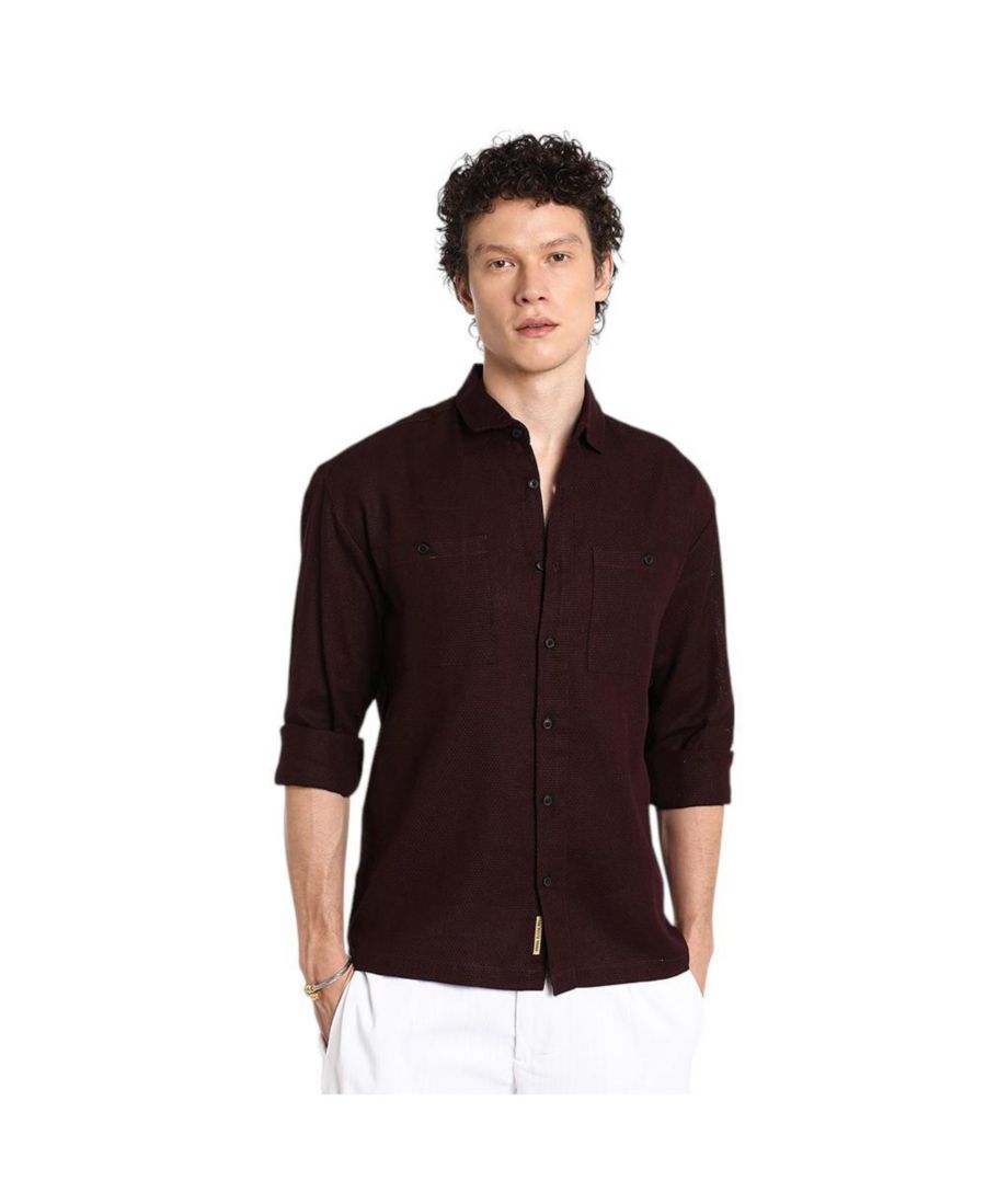 

Мужская рубашка в стиле милитари бордового цвета Campus Sutra, Red