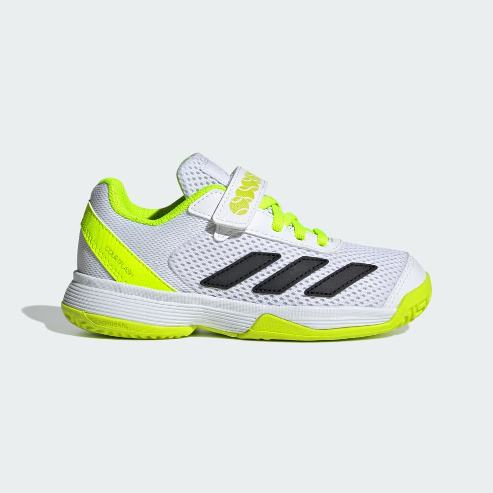 

Кроссовки Adidas Courtflash Hook-and-Loop Tennis Shoes Kids, цвет Cloud White/Core Black/Lucid Lemon