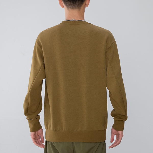 Толстовка men's athleisure casual sports pullover round neck dark khaki Adidas, хаки — фото 4