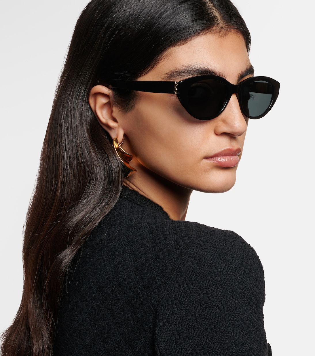 Солнцезащитные очки SL M148 в форме кошачьего глаза Saint Laurent, Black-Black-Black — фото 3