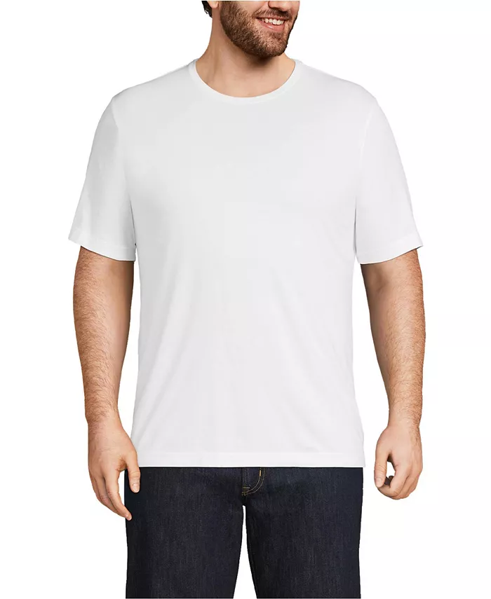 

Мужская футболка с коротким рукавом Big & Tall из хлопка Supima Lands' End, белый