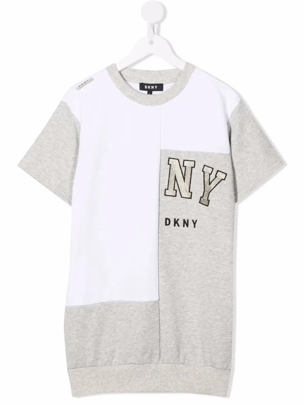 Подростковое двухцветное мини-платье с вышитым логотипом Dkny Kids, серый