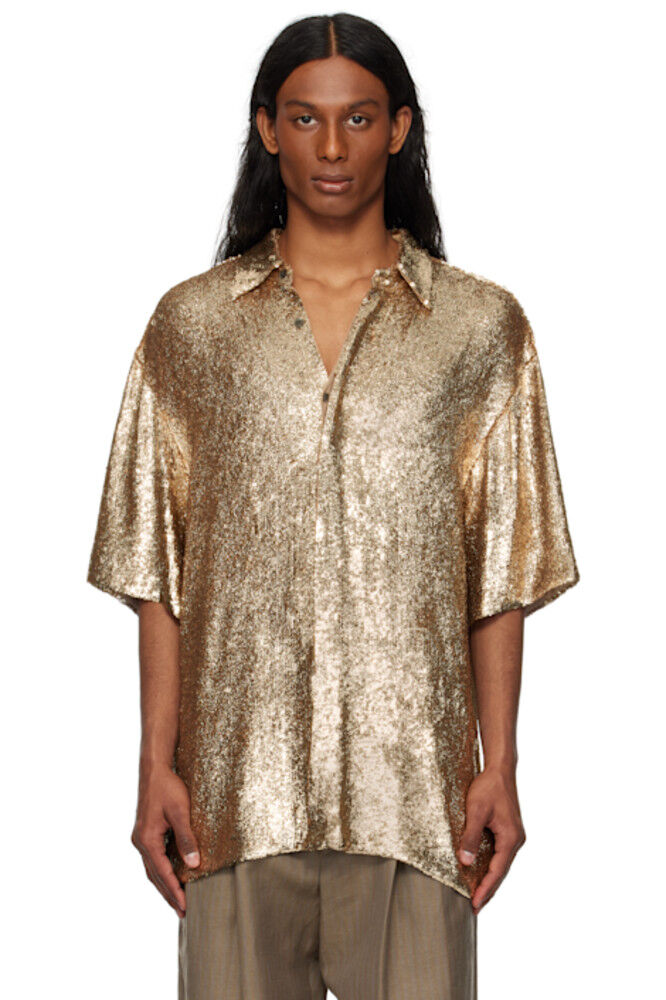 

Рубашка с золотыми пайетками Dries Van Noten