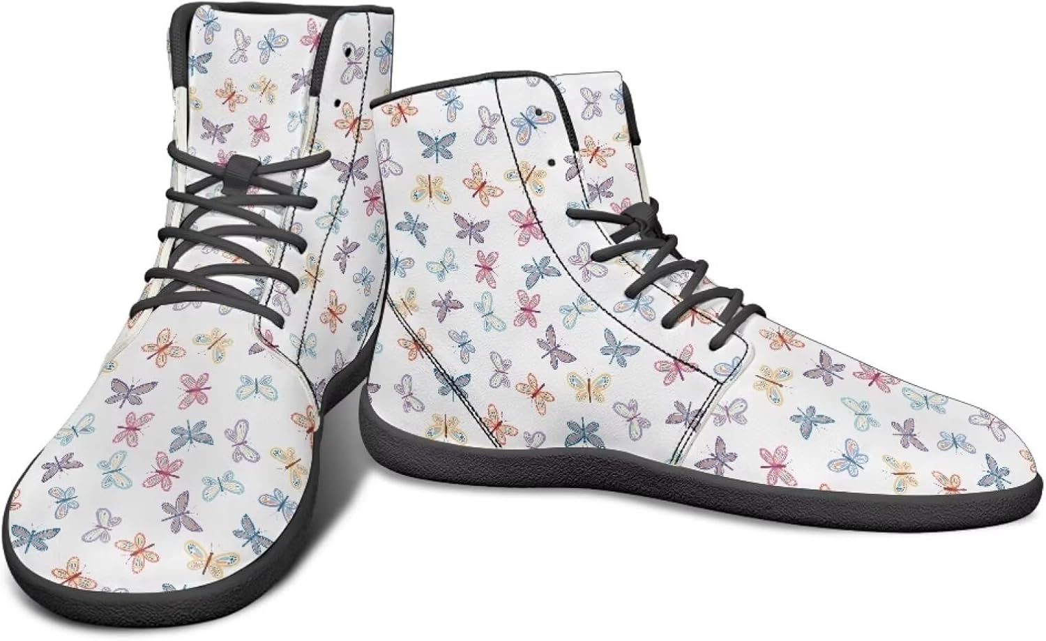

Высокие кеды с узором бабочек, обувь типа босоножек с нулевым перепадом, широкие для мужчин - кроссовки с резиновой подошвой Watdotory, Artistic Butterflies Design