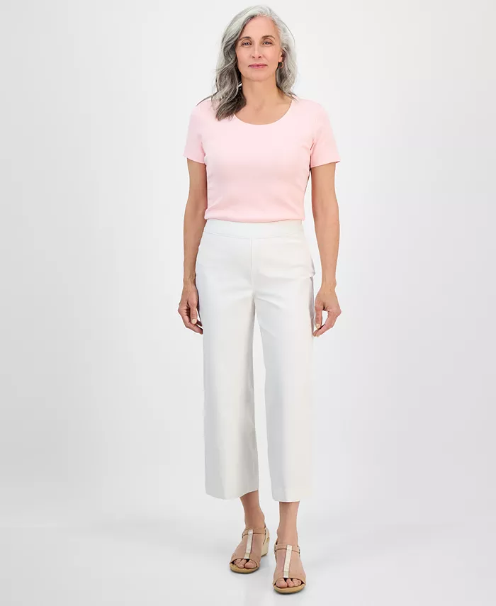 

Укороченные брюки с высокой посадкой и широкими штанинами Petite Style & Co, коричневый/бежевый