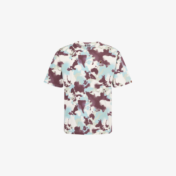 

Футболка с коротким рукавом из хлопкового джерси с камуфляжным принтом Map camo one point A Bathing Ape, мультиколор