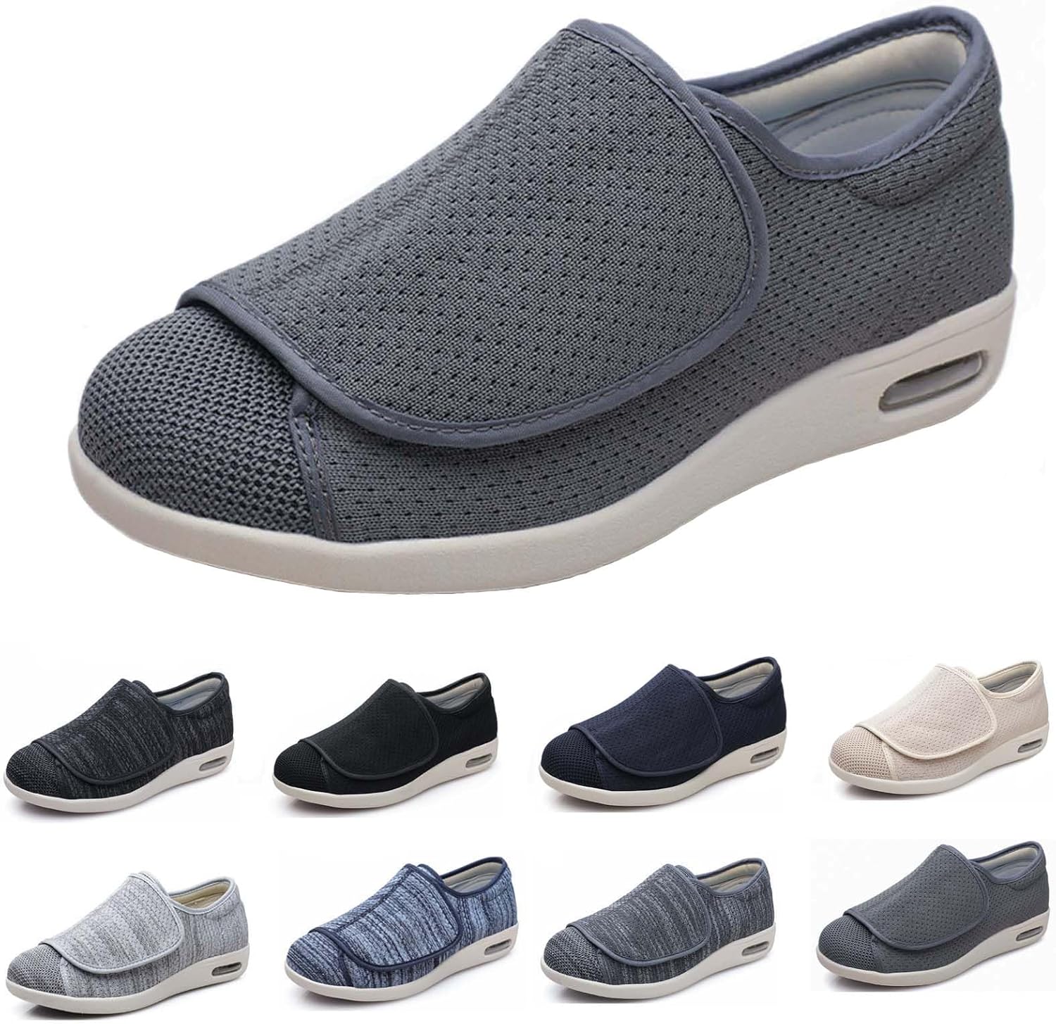 

Кроссовки для ходьбы с очень широкой колодкой, мужская обувь с регулируемой застежкой, легкая Dhijupng, темно-серый