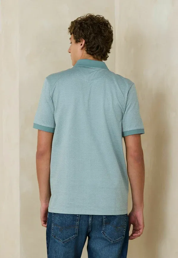 Поло Next Regular fit n. premium pattern quarter zip, бирюзово-голубой геометрический — фото 2