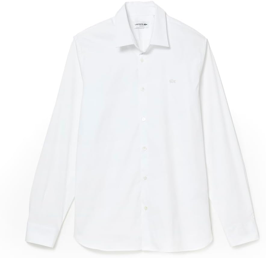 

Lacoste мужская рубашка Slim Fit с французским воротником и эластичной тканью, White