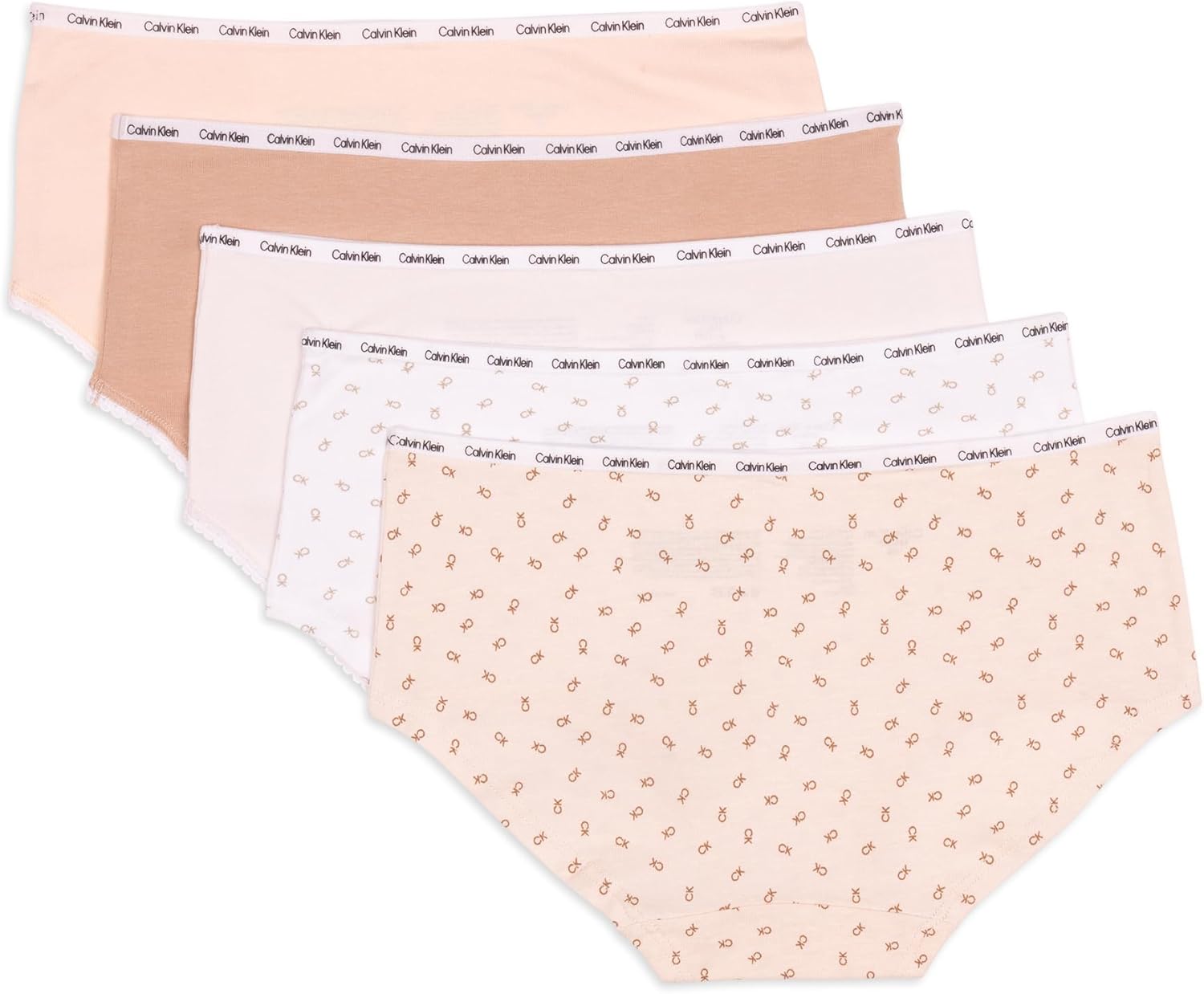Комплект из 6 пар нижнего белья Calvin Klein Girls Hipster из хлопка с пико-декорацией, Ck Logo — фото 2