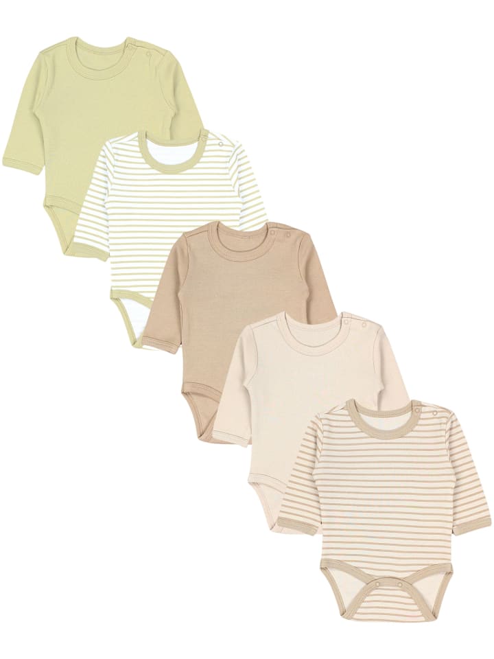 

TupTam Универсальный боди с длинными рукавами и напечатанным слоганом, комплект из 5 штук, зелено-бежевый цвет