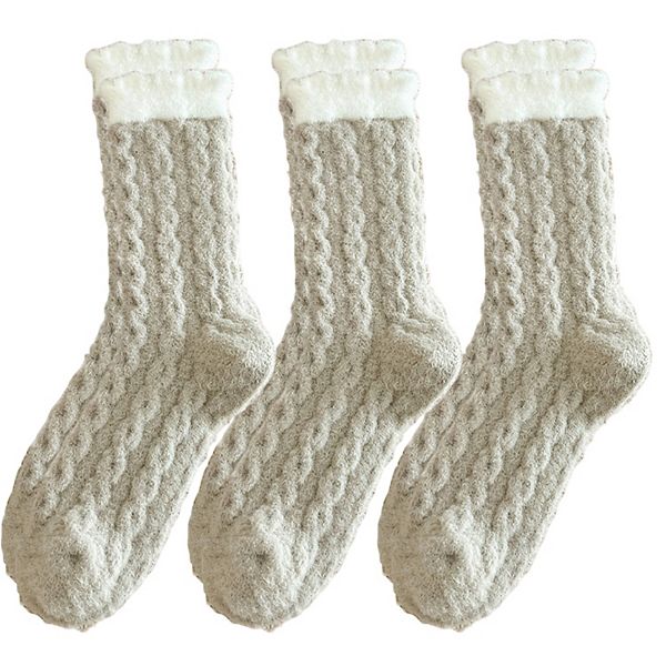 

Женские носки 3 шт, вязаные косой, с мягкой фактурной тканью и контрастной резинкой Anna-Kaci, Gray