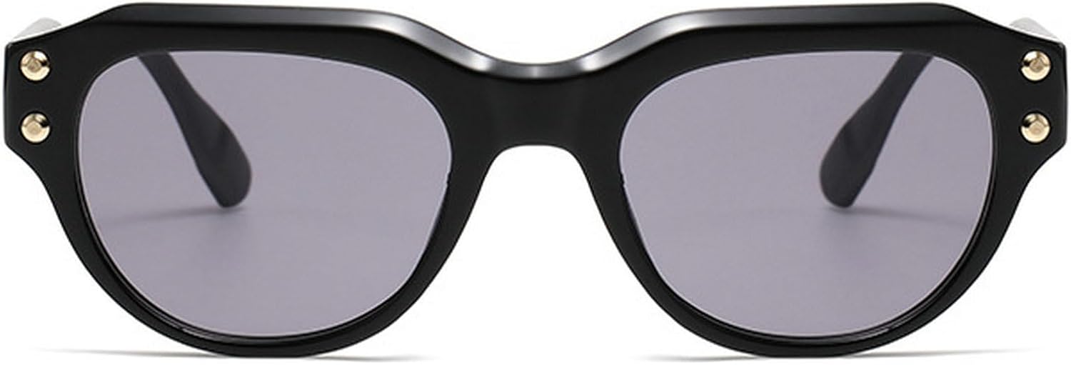 

Винтажные овальные солнцезащитные очки для женщин, модные очки «кошачий глаз», защита от ультрафиолета UV400 для мужчин, трендовые солнцезащитные очки с заклепками, сине-зеленые солнцезащитные очки mincl, Black