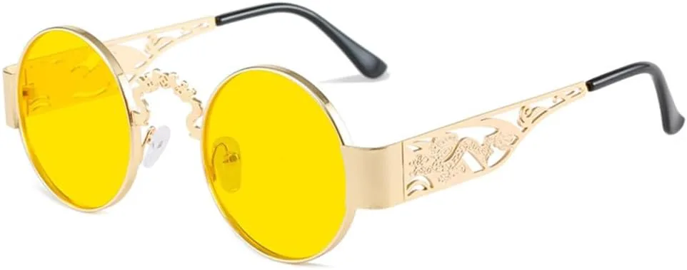 

Модные солнцезащитные очки для женщин, круглые, стильные, металлические, с защитой от УФ-излучения UV400, классические очки для мужчин MTZJH, Mtyj126 Yellow