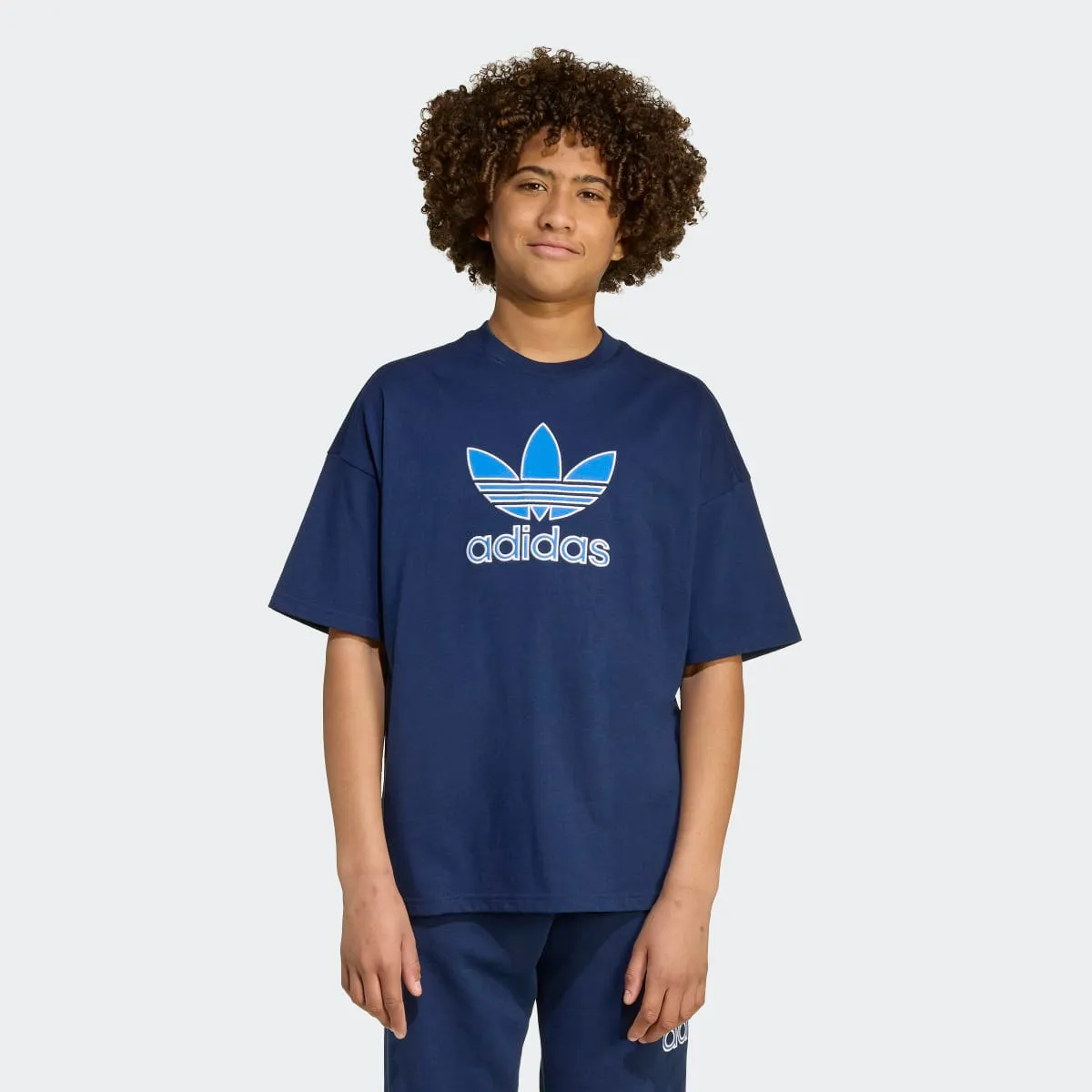 Детская оверсайз-футболка Trefoil от Originals adidas, темно-синий — фото 3