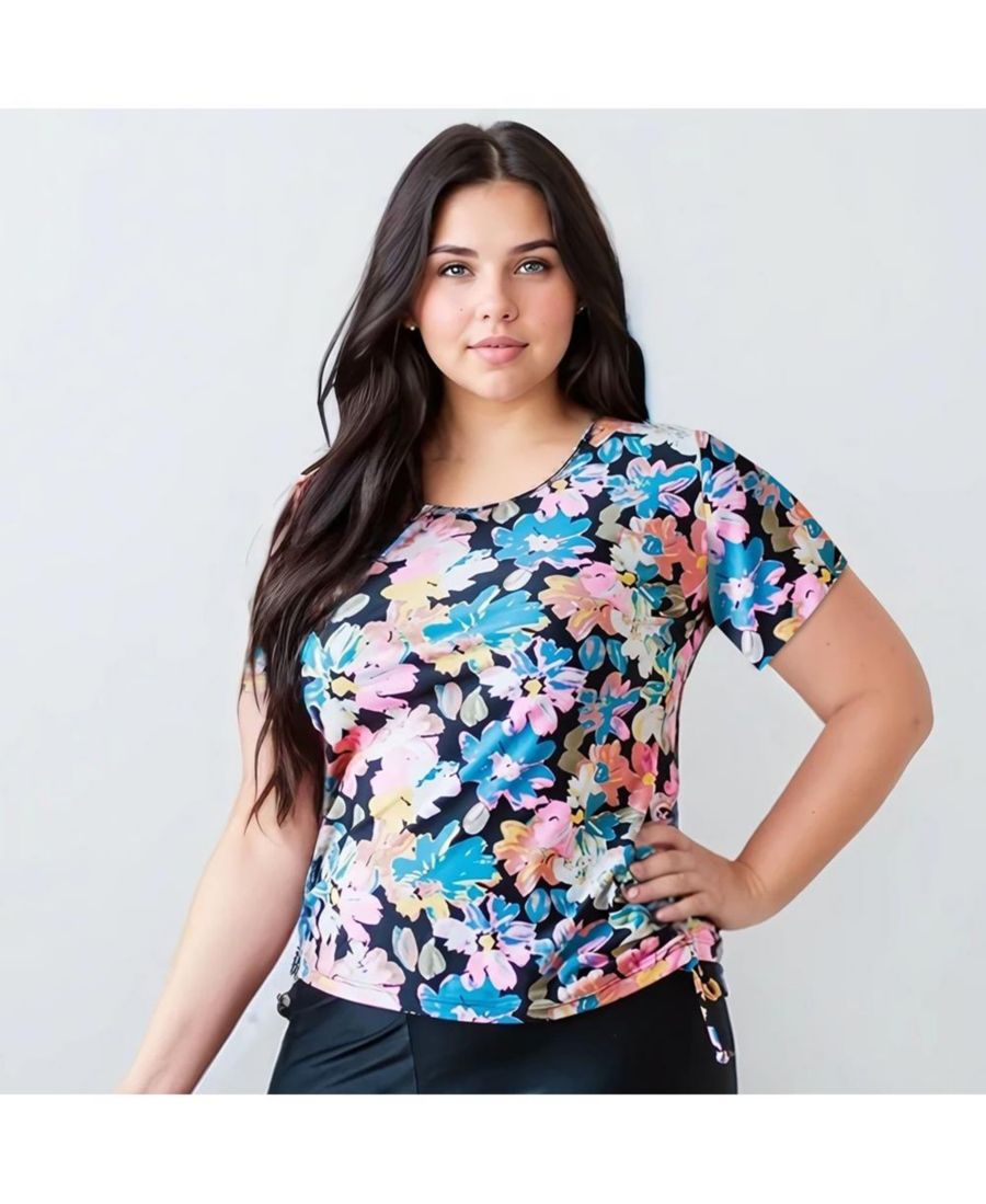 

Купальный топ и плавки/бюстгальтер Adele больших размеров с короткими рукавами Calypsa, Graffiti garden