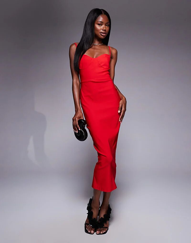 

Платье мидакси Vesper Sweetheart с бретельками-спагетти красного цвета