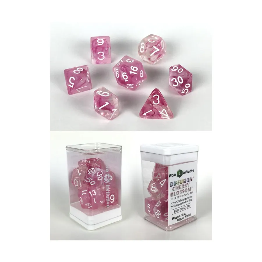 

Многогранные игральные кости — вишневый цвет с белыми цифрами (7), Game Dice - Diffusion (Role 4 Initiative)