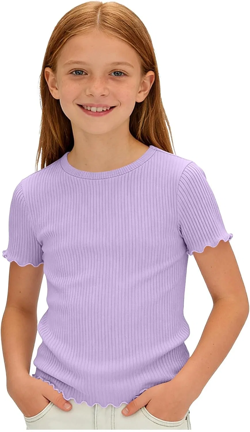 Футболка детская с коротким рукавом, рифленая, базовый хлопок, Whimsyria, 01 Purple