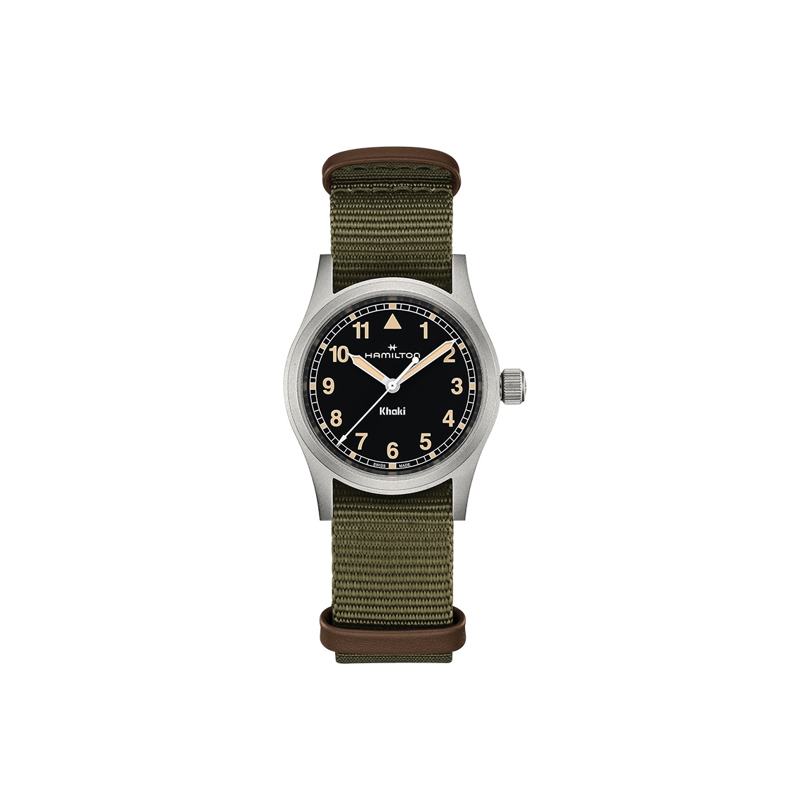 

Hamilton Часы Khaki Field Series Quartz Movement Unisex Watch 38mm Black Dial Stainless Steel Case Canvas Fabric NATO Strap, Black
