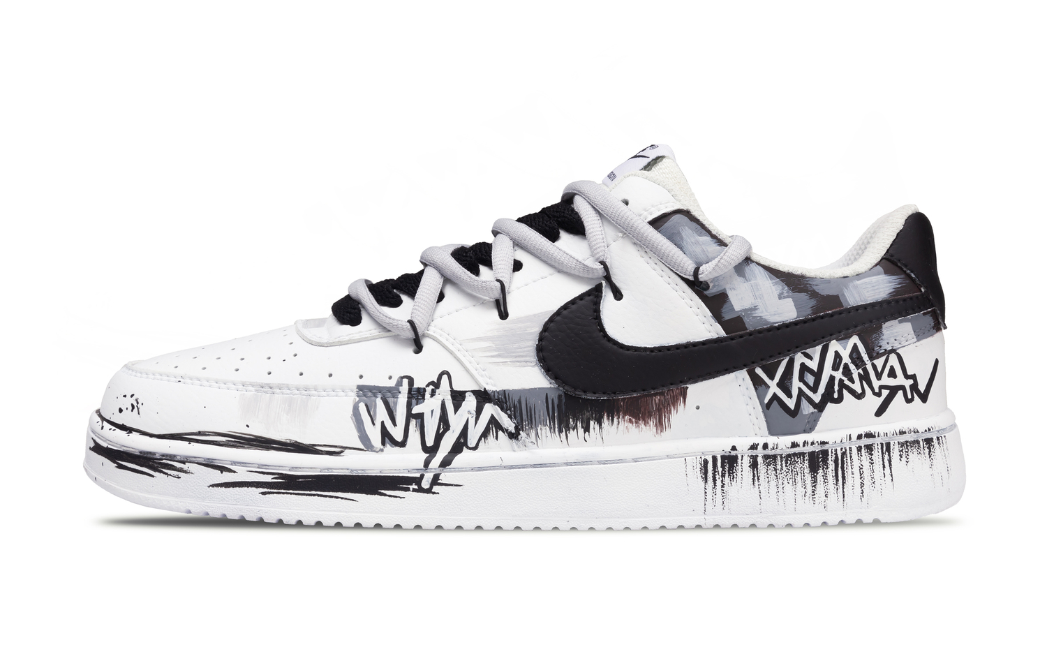 

Nike Court Vision 1 Street Graffiti устойчивые к истиранию низкие кроссовки для скейтбординга мужские Black White