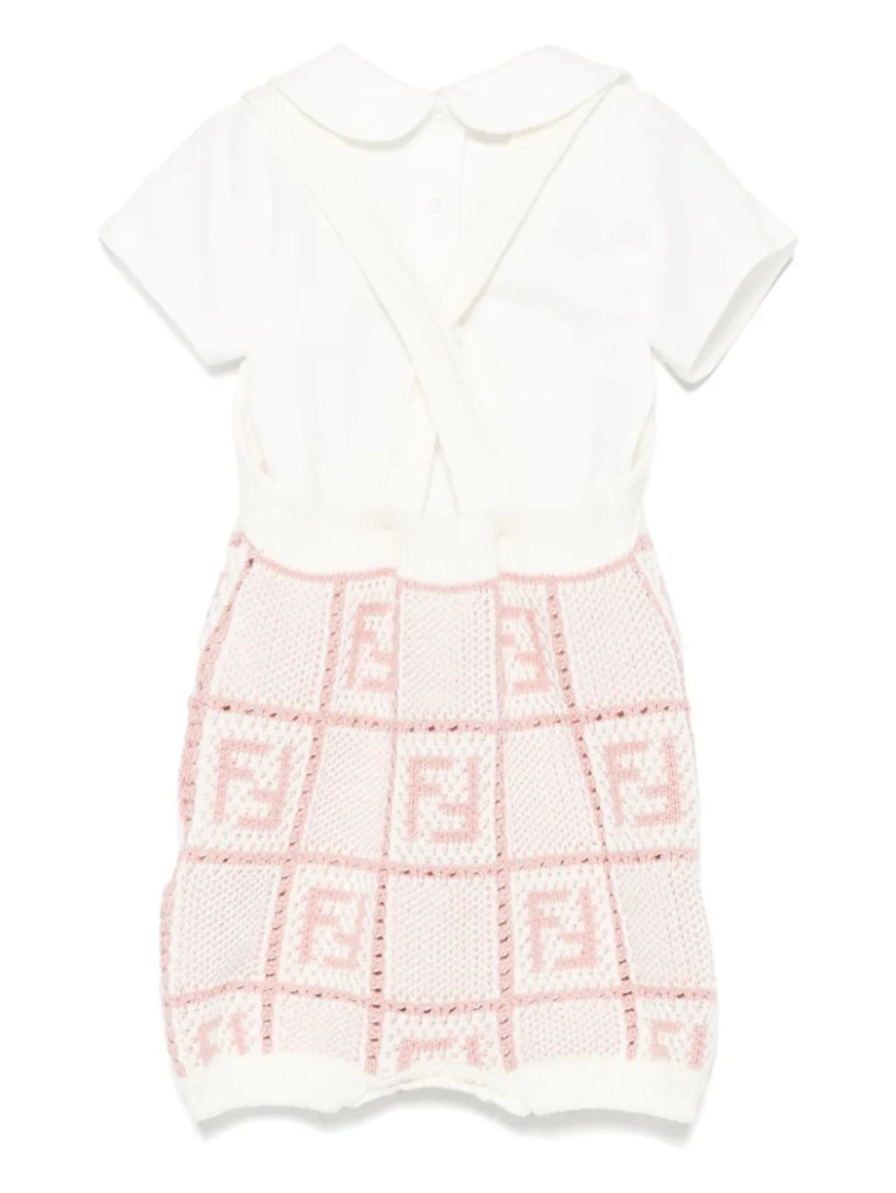 Комплект из двух коротких комбинезонов с логотипом FF Fendi Kids, белый — фото 2