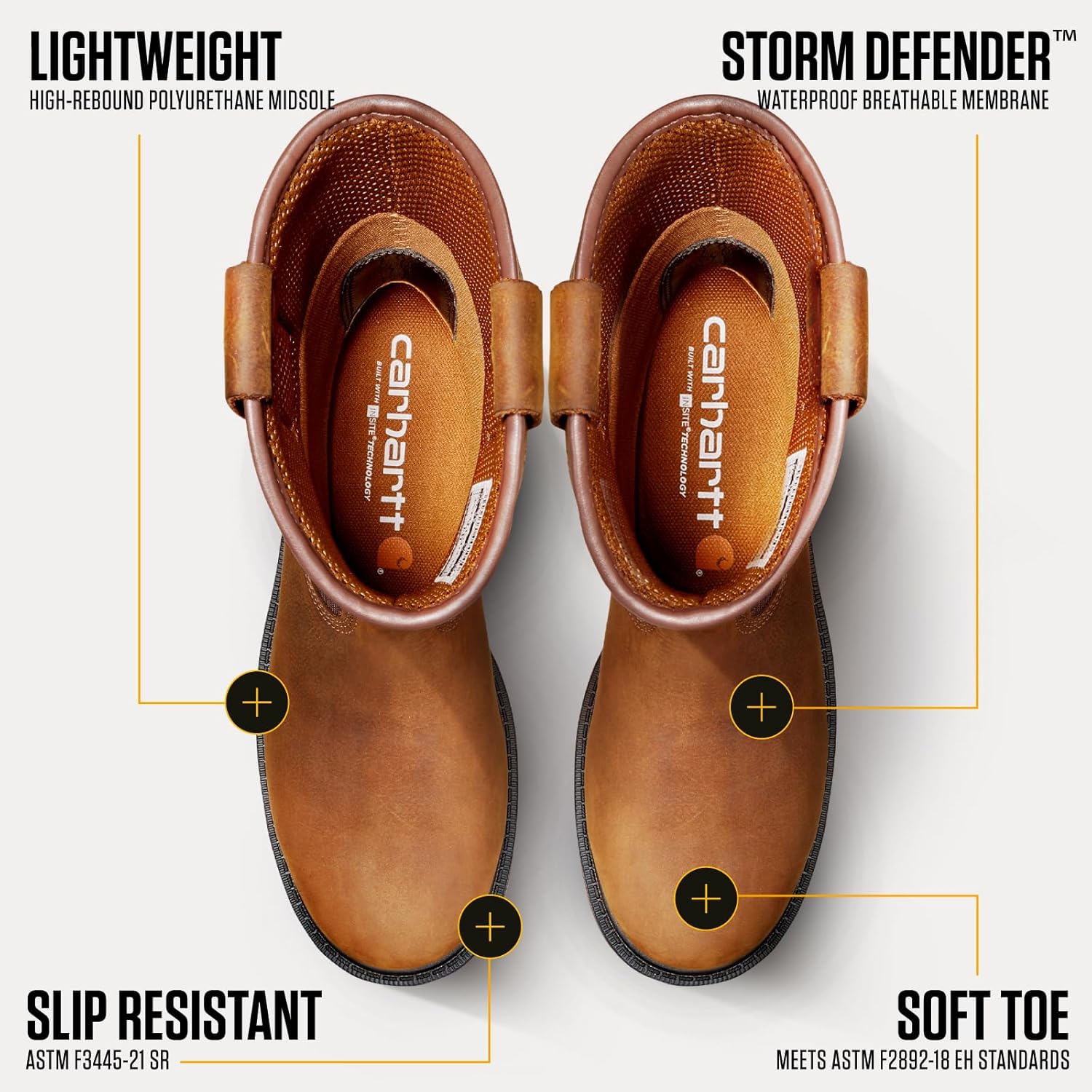 Carhartt Ironwood водонепроницаемые рабочие ботинки для мужчин - 11-дюймовые веллингтоны из масляной кожи с противоскользящей подошвой и защитой от электростатического разряда, Bison Brown Oil Tan — фото 3