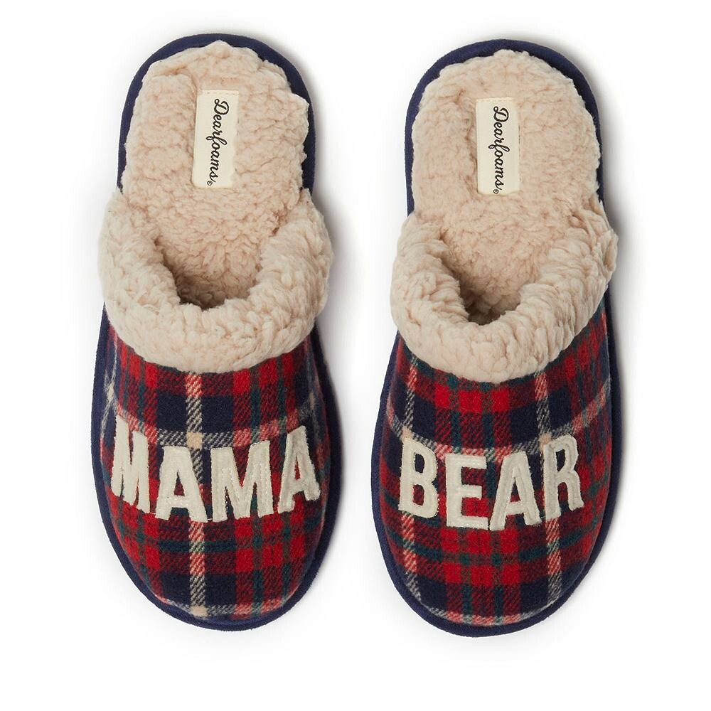 Женские тапочки в клетку Dearfoams Mama Bear, цвет Peacoat