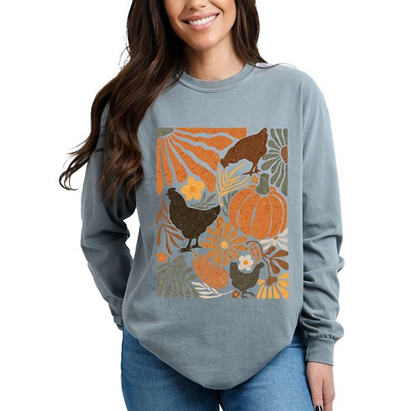 

Футболка с длинным рукавом Chicken boho floral для женщин Simply Sage Market, Grey, Серый, Футболка с длинным рукавом Chicken boho floral для женщин Simply Sage Market, Grey