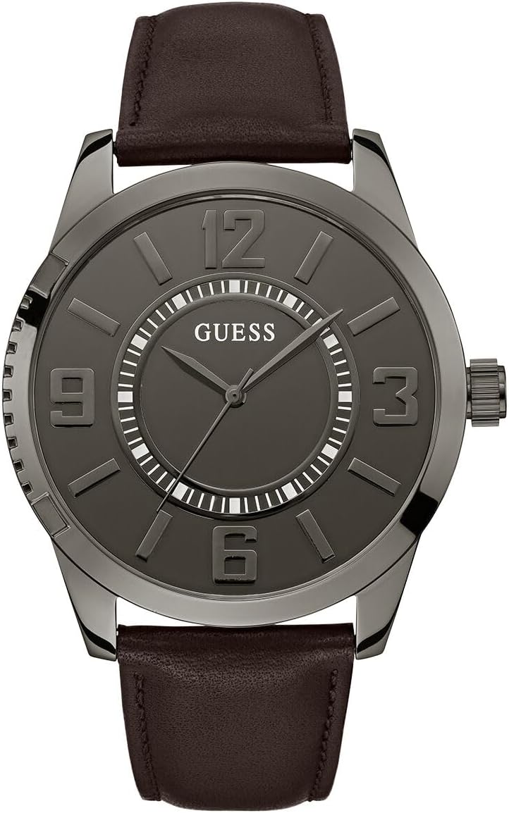 

GUESS Factory Gunmetal кожаные аналоговые часы
