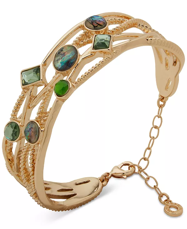 

Браслет-Манжета золотистого цвета с несколькими рядами камней Anne Klein, multi