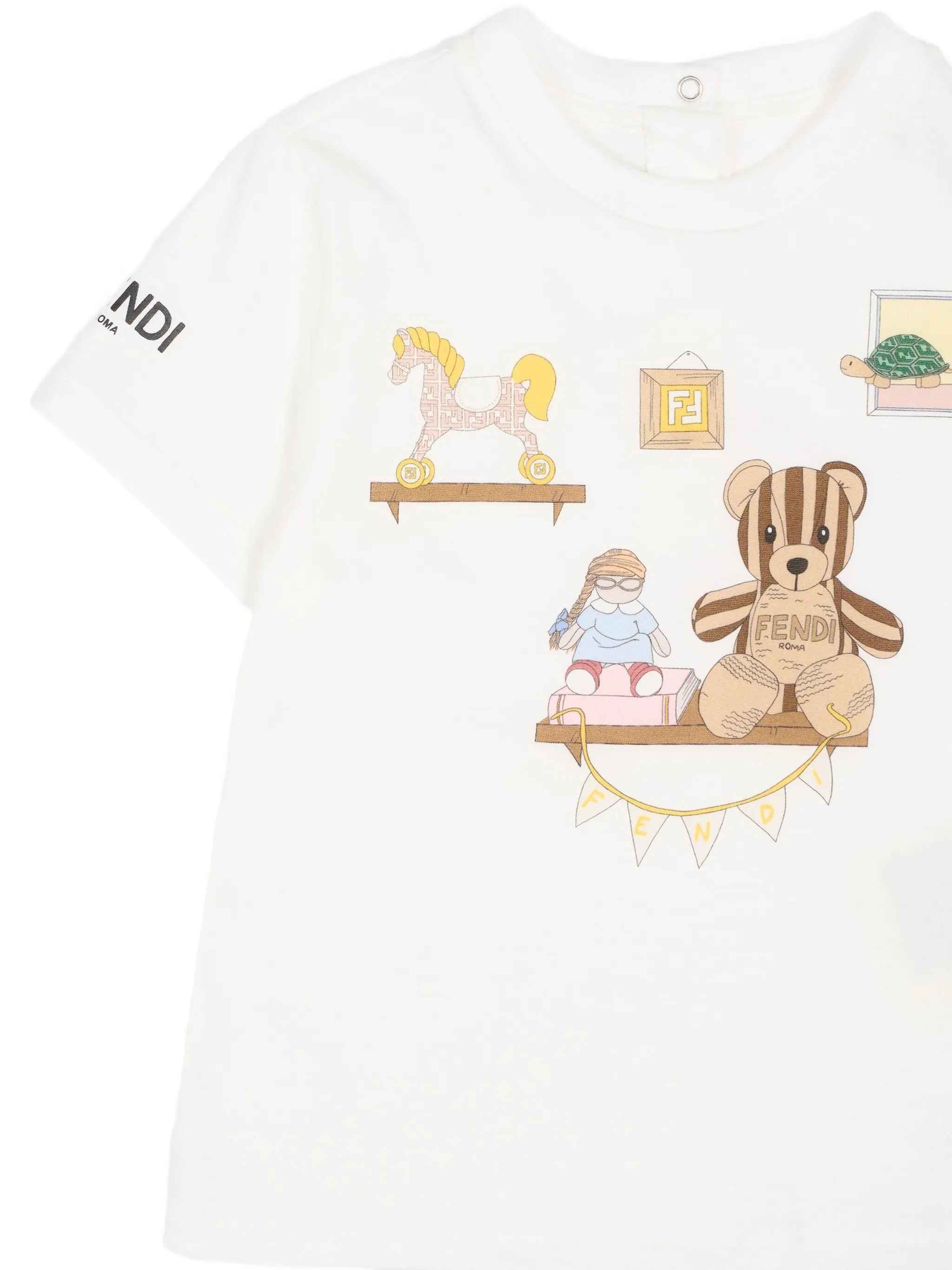 Графическая футболка с коротким рукавом Fendi Kids, белый — фото 3