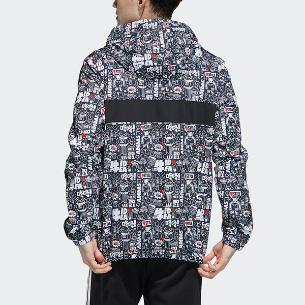 Куртка adidas neo Graffiti Printed Sports Jacket Men's Black, черный — фото 4