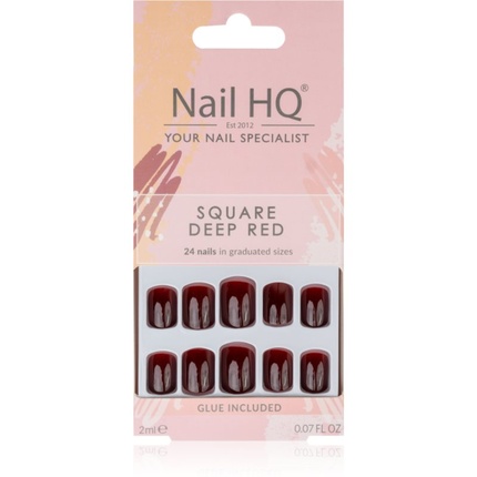 

Накладные ногти Nail HQ Square, темно-красные, 24 шт