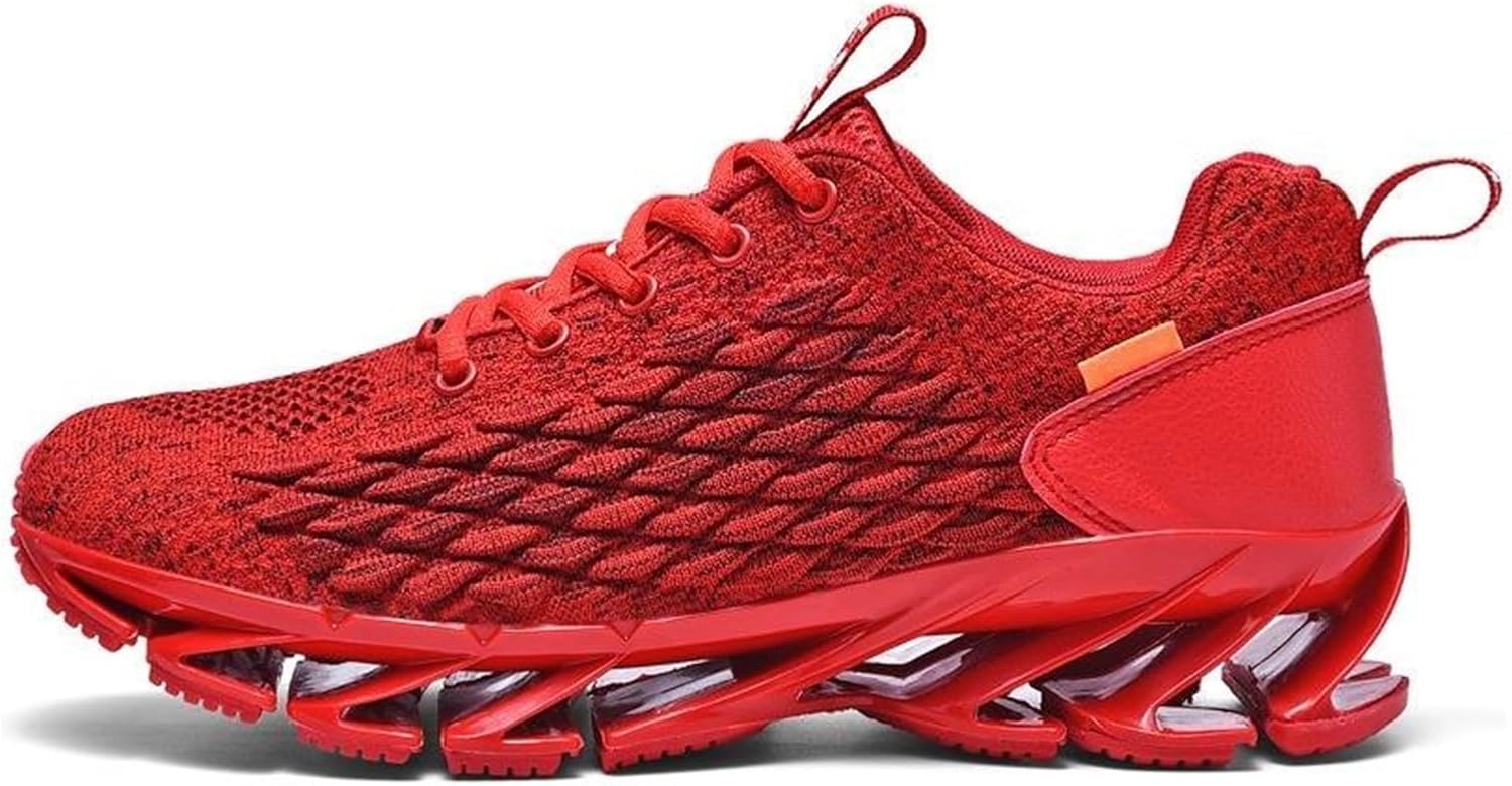 

Мужские модные кроссовки с амортизацией, дышащие, с шнуровкой, удобные спортивные повседневные туфли для ходьбы, противоскользящие Generic, красный