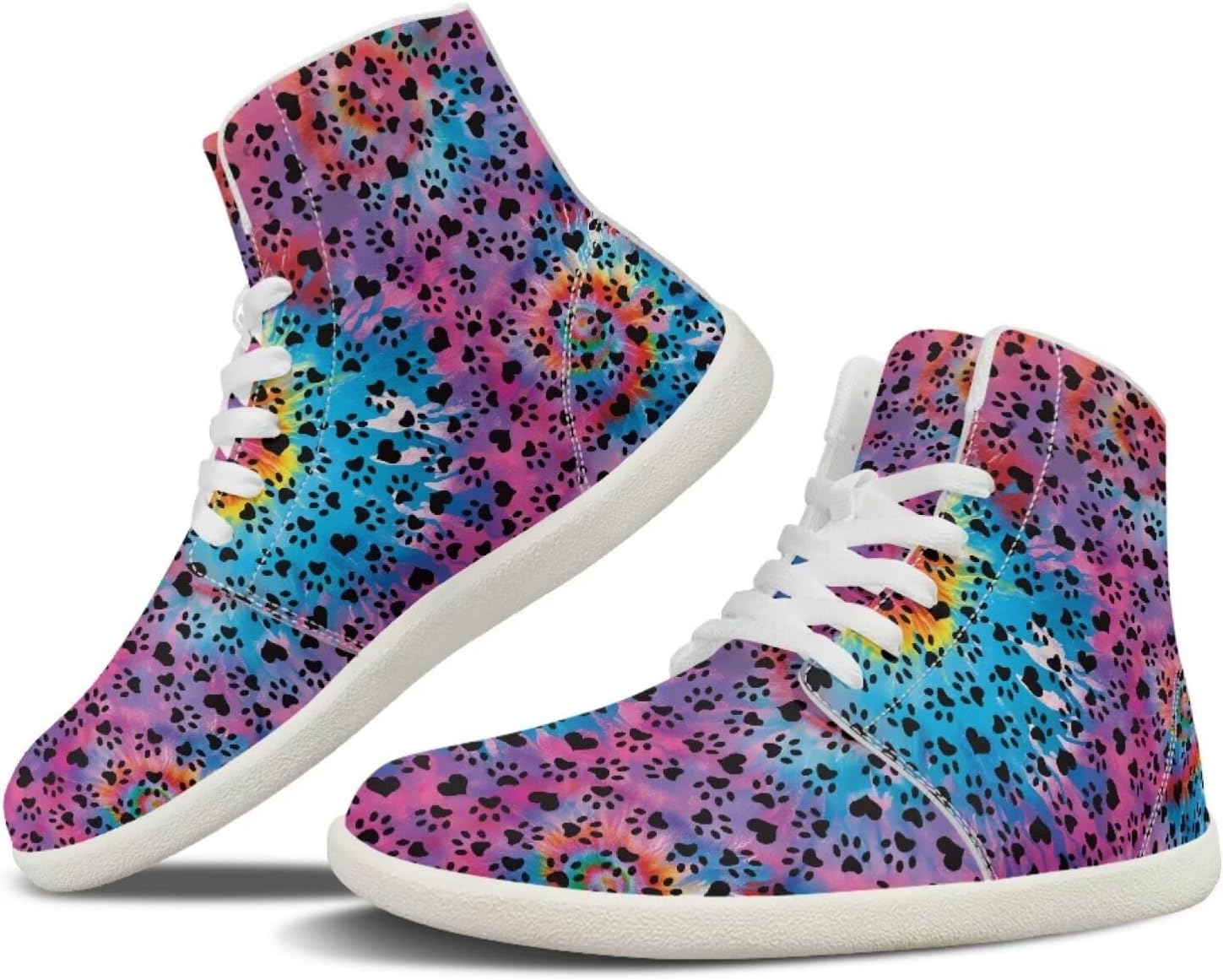 

Мужские кроссовки chaqlin Mid Top, противоскользящие, широкой посадки, минималистичного дизайна, классические модные высокие кеды, шнуровка, стильные повседневные кроссовки для пар, Colorful Tie-dye Paw