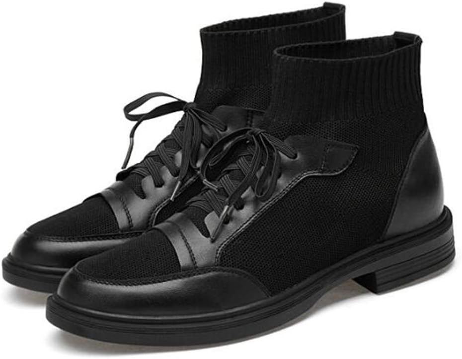 

Мужские ботинки Челси, уличная рабочая обувь для прогулок и деловых встреч, кожаные, повседневные с шнуровкой, плюшевые, черные, размер B-38/UK 5.5/US 6.5 Jlfzc