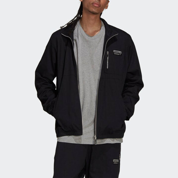 Куртка adidas originals R.y.v. Cotton Twill Double Label Training Sports Stand Collar Logo Jacket Black, черный — фото 2