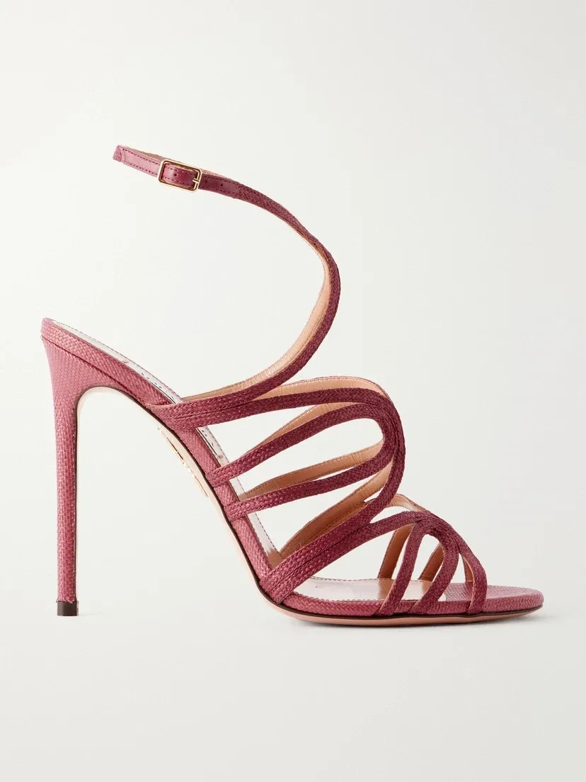 Босоножки Serenade 105 из рафии Aquazzura, красный