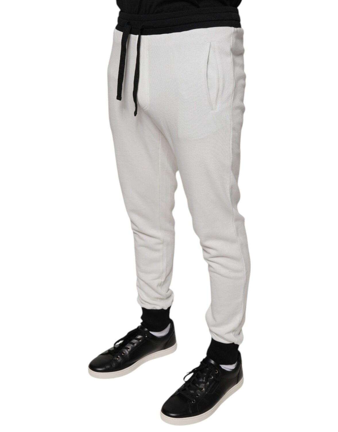 Белые хлопковые облегающие мужские спортивные штаны Jogger Dolce & Gabbana — фото 2