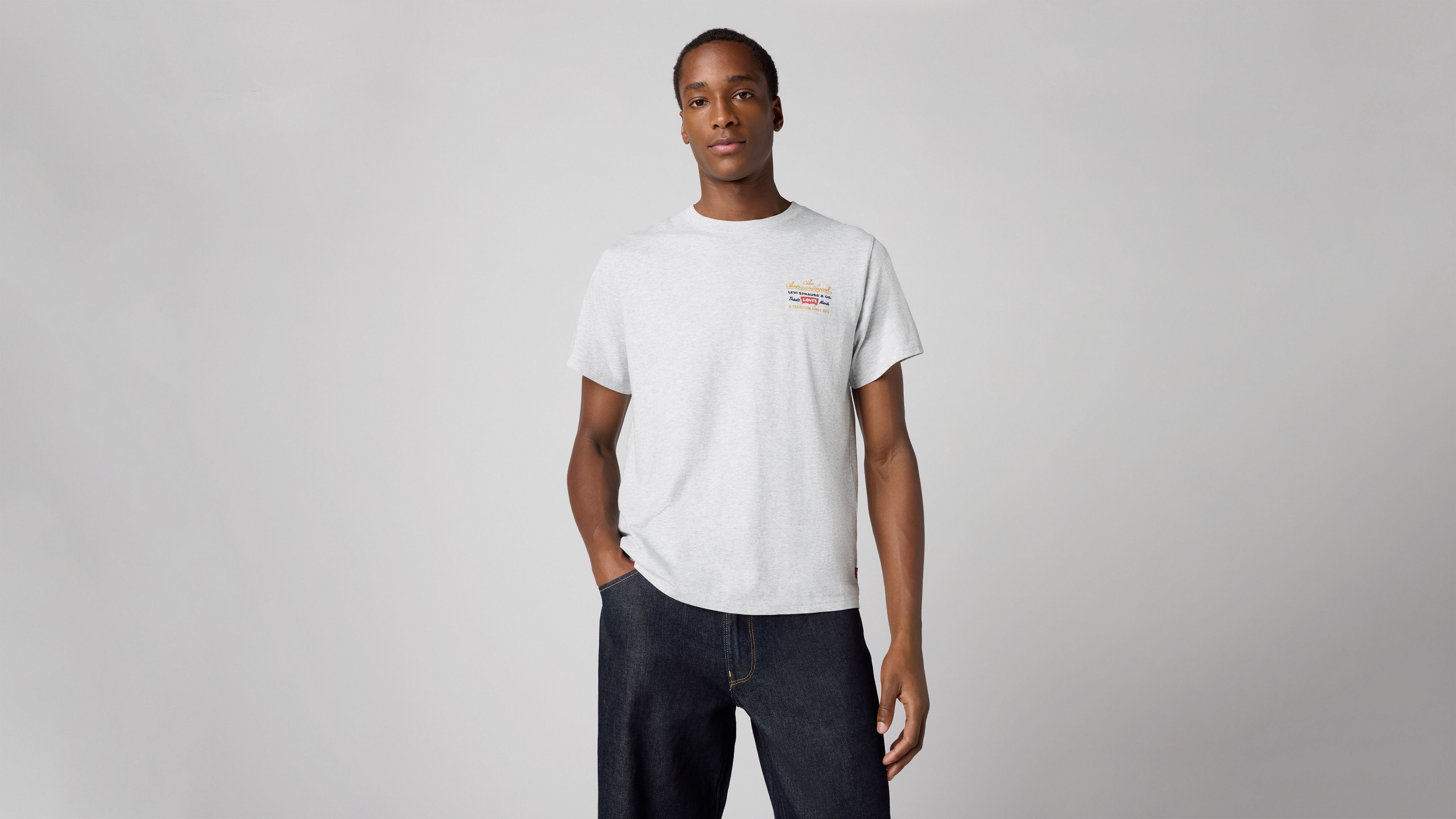 

Футболка свободного кроя с короткими рукавами и принтом Levi's, Archive Sport Prep Light Heather Grey - Grey